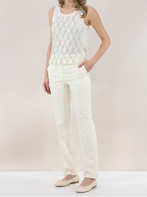 Top in maglia misto cotone con perle TWINSET | TP2710/00282